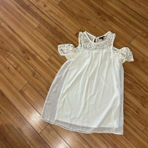 As U Wish White Cold Shoulder Mini Dress Flutter Sleeves